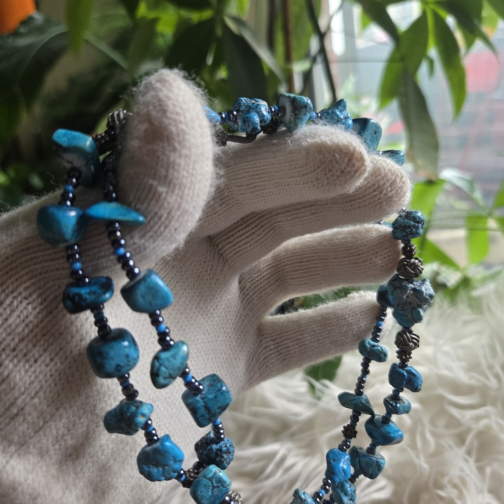 Natural Blue Turquois Necklace – No Pendant – Simple Beaded Design
